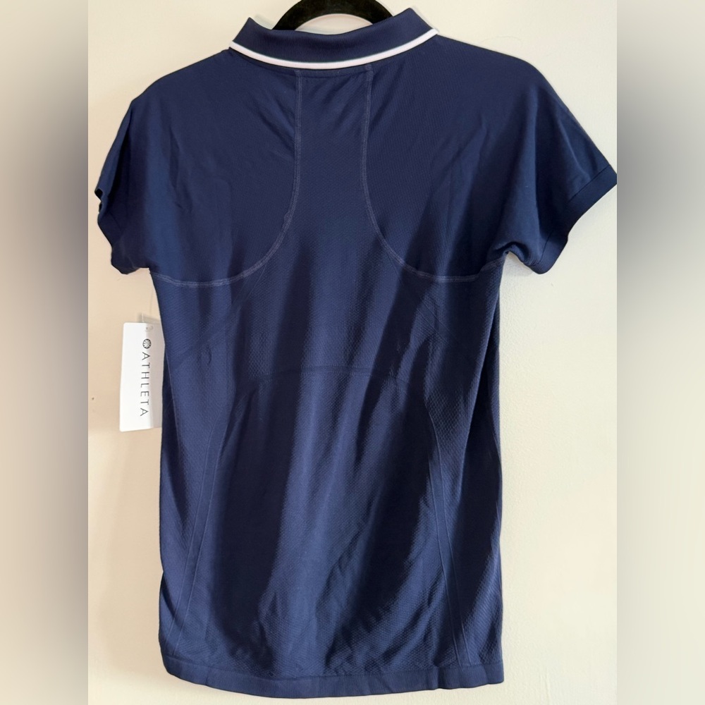 NWT Athleta Momentum 1/4 Zip Golf Polo Short Sleeve Shirt | Navy Large - Picture 5 of 7